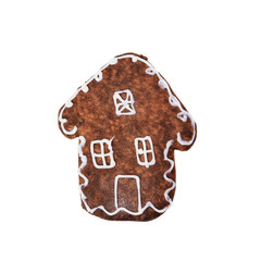 christmas house gingerbread cookie isolated on a white background