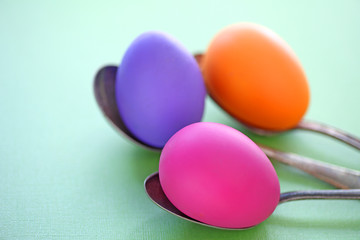 Easter eggs on old spoons