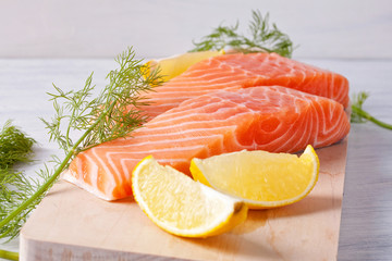 Fresh organic salmon ready for cooking