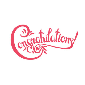 congratulations sign.Hand drawn lettering. Greeting card with calligraphy.