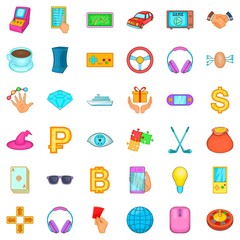 Handshake icons set, cartoon style