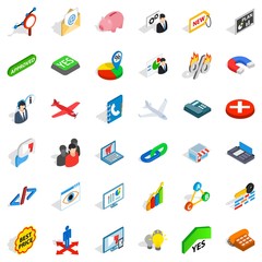 Trade icons set, isometric style