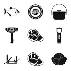 Seasoning for meat icons set, simple style