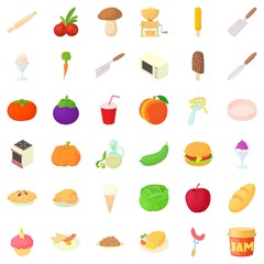 Vegetable icons set, cartoon style