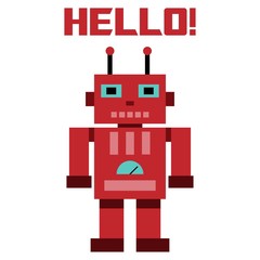 Obraz na płótnie Canvas Vector illustration of a toy Robot and text HELLO!