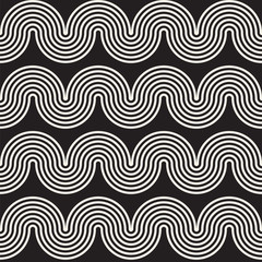 Obraz premium Seamless wavy lines pattern. Repeating vector texture. Stylish stripes background. Contemporary graphics with parallel waves.