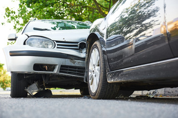 Car accident on street crash