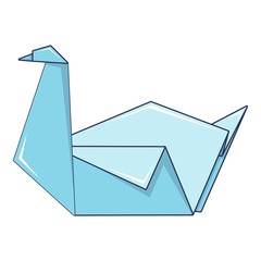 Origami swan icon, cartoon style