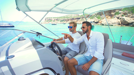 Beatiful couple in yacht 