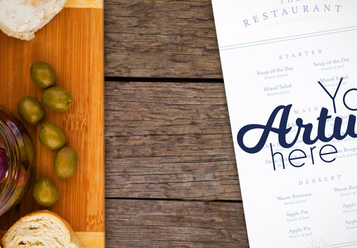Menu on Table with Food Mockup 7