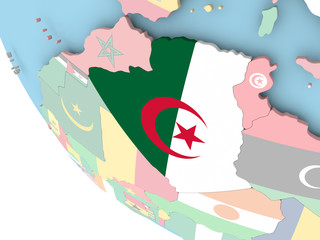 Algeria with flag on globe