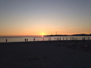 Fototapeta na wymiar sunset at lido, alghero, sardinia, italy
