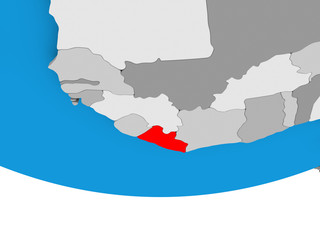 Liberia on globe