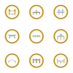 Bridge icons set, cartoon style