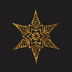 Fototapeta premium Golden glitter retro plant deocration flat icon