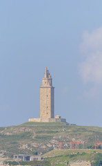 Fototapeta premium ancient lighthouse on background of ocean
