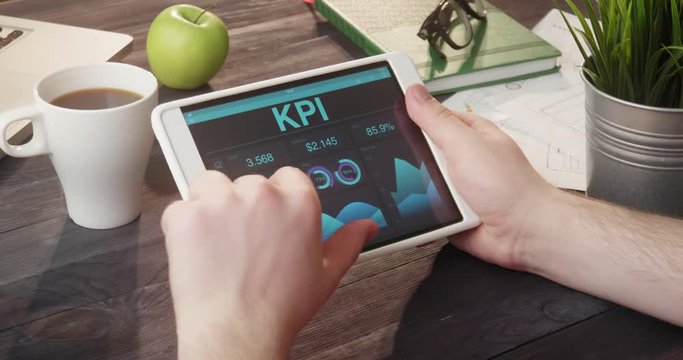 Controlling KPI information using tablet computer at desk