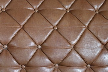 Old Sofa brown leather with buttons and some points buttons disappear