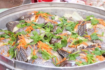 Steamed fish at street food