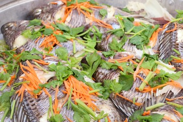 Steamed fish at street food