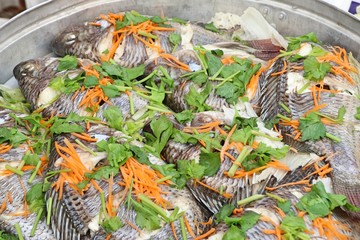 Steamed fish at street food