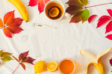 autumn leaves. treatment for influenza. vitamins