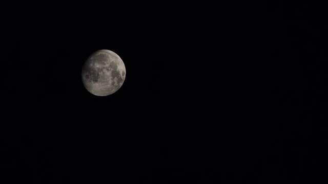 Full moon at night on dark black sky moonlight 4K ProRes HQ codec