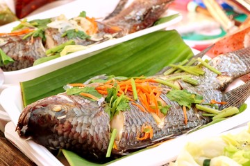 Steamed fish at street food