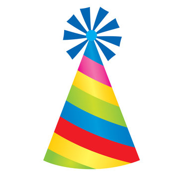 Vector Party Hat with Colorful Stripes