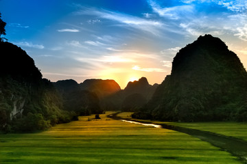 Rice field and river, NinhBinh, vietnam landscapes