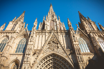 detail of architecture of the cathedral of Barcelona