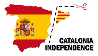 Obraz premium Illustration of Catalonia Separation from Spain. Catalan Independence Referendum, 2017.