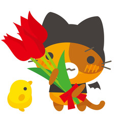 ネコとーく。デビル+チューリップ