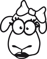 gesicht kopf hübsch frau weiblich mädchen kleid schön sexy girl schleife ängstlich lustig klein süß niedlich comic cartoon schaf ziege wolle bauer bock müde cool