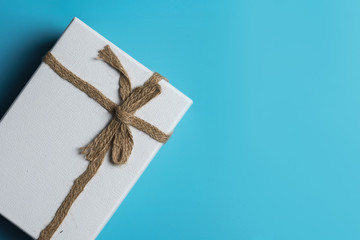 Gift box  on a blue background.