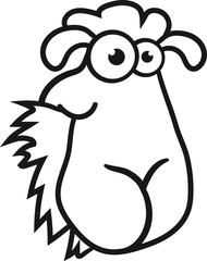 gesicht kopf gras fressen hunger grinsen stehend glücklich lustig klein süß niedlich comic cartoon schaf ziege wolle bauer bock cool