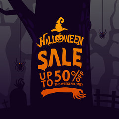 Halloween sale design template Vector illustration
