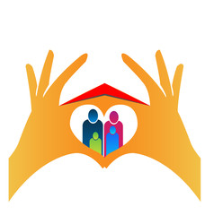 Family people portrait, with heart hands on top of them, icon vector