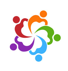 Teamwork colorful people working together, icon vector