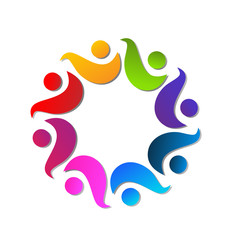 Obraz premium Teamwork colorful people working together, icon vector