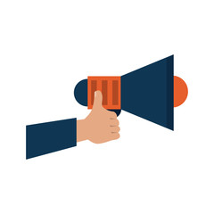 hand holding bullhorn or megaphone icon image vector illustration design 