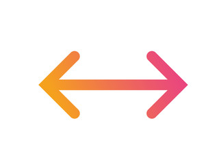 Gradient orange to pink isolated line arrow flat icon