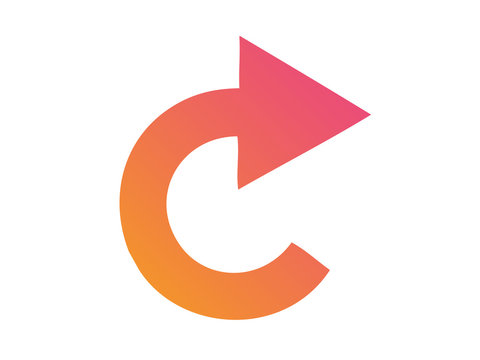 Gradient orange to pink isolated arrow flat icon