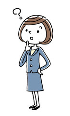 ビジネス：若い女性、疑問