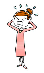 若い女性：慌てる、パニック