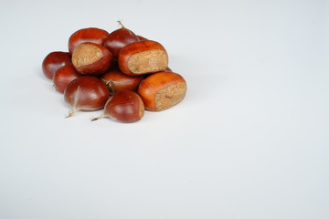 白バックの上の栗