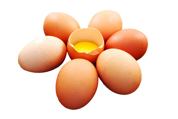 Eggs isolated on white background