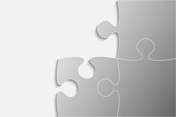 Vector Three Grey Piece Puzzle Jigsaw.