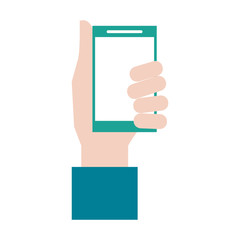hand holding smartphone icon image vector illustration design
