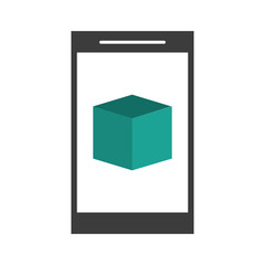 smartphone with cube on screen icon image vector illustration design 